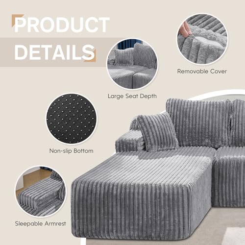 Modular L-Shape Sectional Sofa with Oversized Chaise A47792