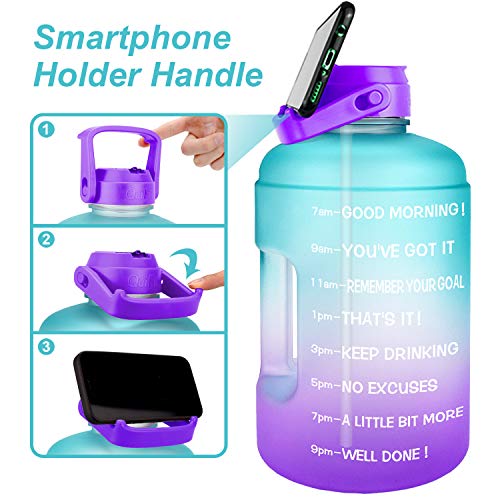 1 Gallon Water Bottle with Straw and Time Marker Leak-Proof BPA Free H475440