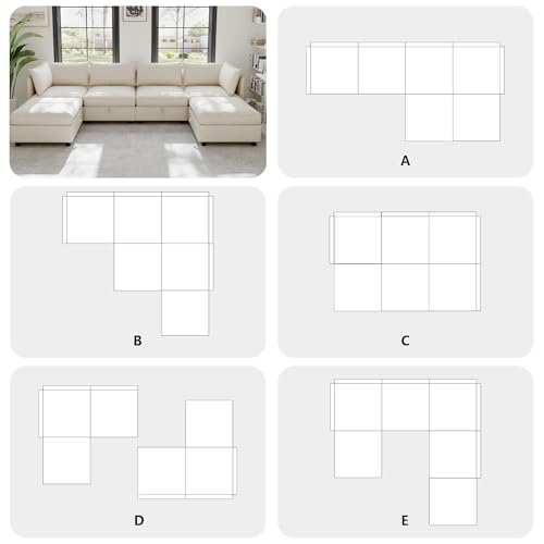 Modular Storage Sectional Sofa with Movable Ottomans, U-Shaped Chenille U839651