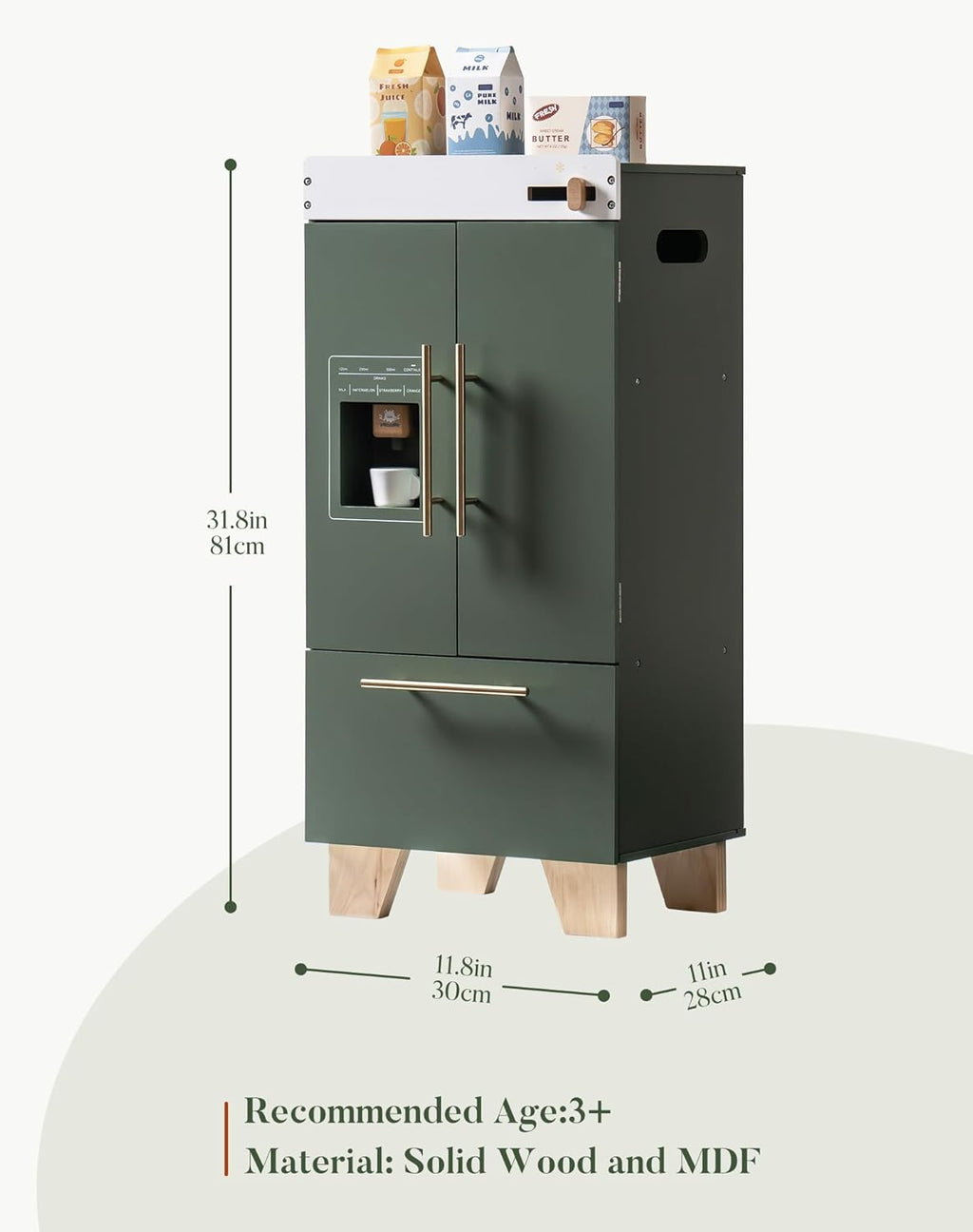 Wooden Toy Fridge Play Kitchen Set with Accessories for Kids Pretend Play N8559