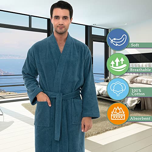Men's Cotton Terry Cloth Kimono Bathrobe R59321