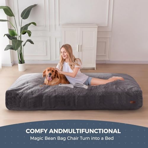 Giant Bean Bag Chair Bed for Adults, Convertible Floor Sofa Mattress R473823