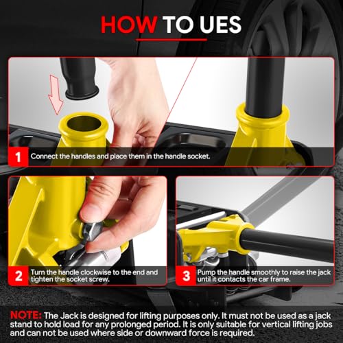 Floor Jack 3 Ton Capacity, Low Profile Heavy Duty Hydraulic Car Jack, Lifting Range 3"-20" O821
