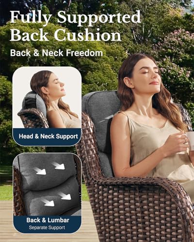 Outdoor Wicker Conversation Set with Cushions, 7 Pieces P4930