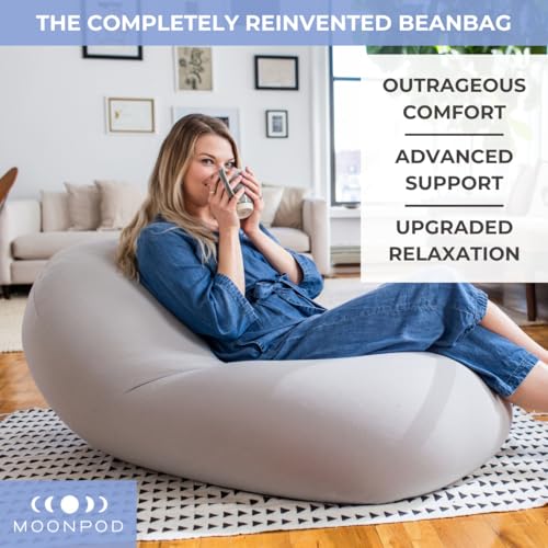 Bean Bag Chair - Large, Modern Beanbag with Washable Stretch Cover, Light Gray C67612