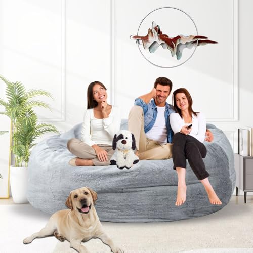 Bean Bag Chair for Adults 3FT, Soft Removable Cover, Light Gray X3039