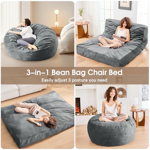 Giant Bean Bag Chair Convertible Bed with Microfiber Cover X2136