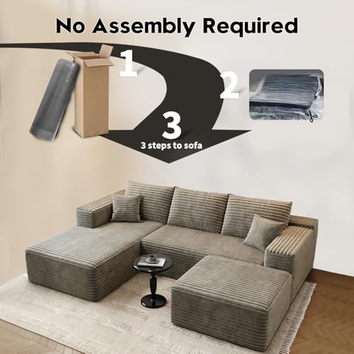 Modular Sectional Sofa with Ottoman, U-Shaped Deep Seat Couch for Living Room O870