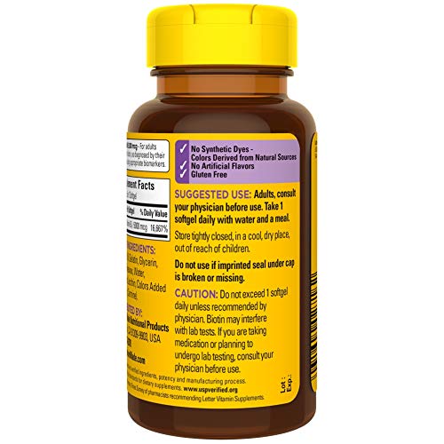 Biotin 5000 mcg Dietary Supplement for Hair, Skin & Nails, 120 Softgels T396807