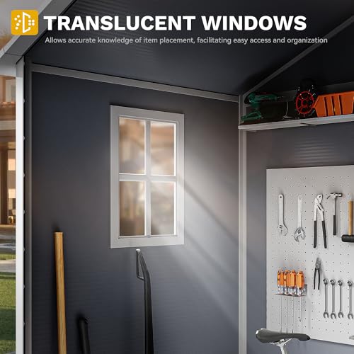 Resin Storage Shed with Reinforced Floor, Lockable Door and Vents I92384