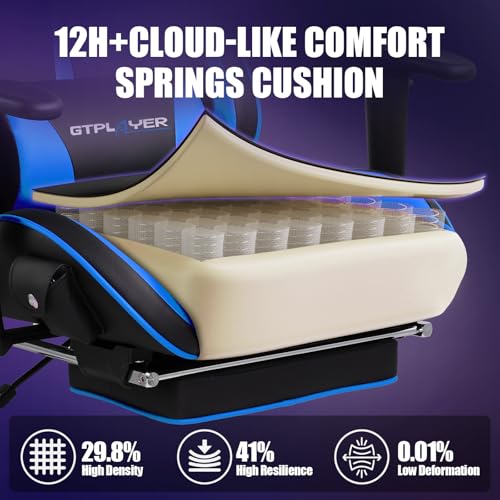 Gaming Chair with Speakers, Recliner with Footrest, Height Adjustable I3670