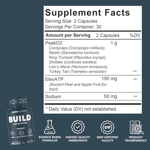 Muscle Builder Supplement for Growth, Strength & Endurance, 60 Capsules O682720