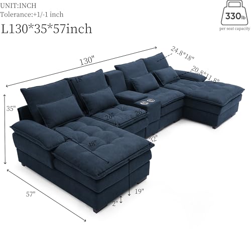 Modular Sectional Sofa with Ottoman, U-Shaped Lounge Couch H930
