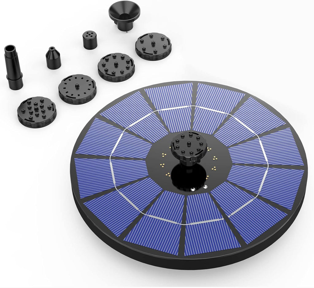 Solar Fountain Pump with 1500mAh Battery and 6 Nozzles Q81821