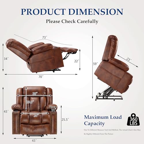 Power Lift Recliner Chair for Elderly with Heat and Massage, Adjustable Positions, Dark Brown P618617