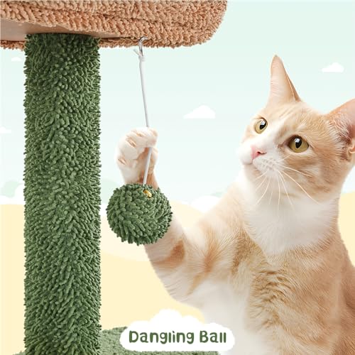 Cactus Cat Tree, 63" Multi-Level Cat Tower with Scratching Posts, Condo & Hammock O8672