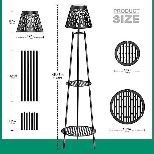 Solar Lights Outdoor with Plant Stands, Metal Tripod Patio Lamp B77585