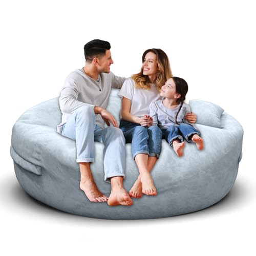Bean Bag Chair for Adults 3FT, Soft Removable Cover, Light Gray X3039