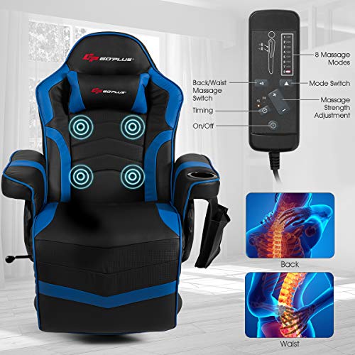 Massage Gaming Chair with Adjustable Backrest and Footrest G669073