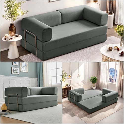 Foldable Floor Sofa Bed with Pillow Back and Armrest, Dark Gray S29408