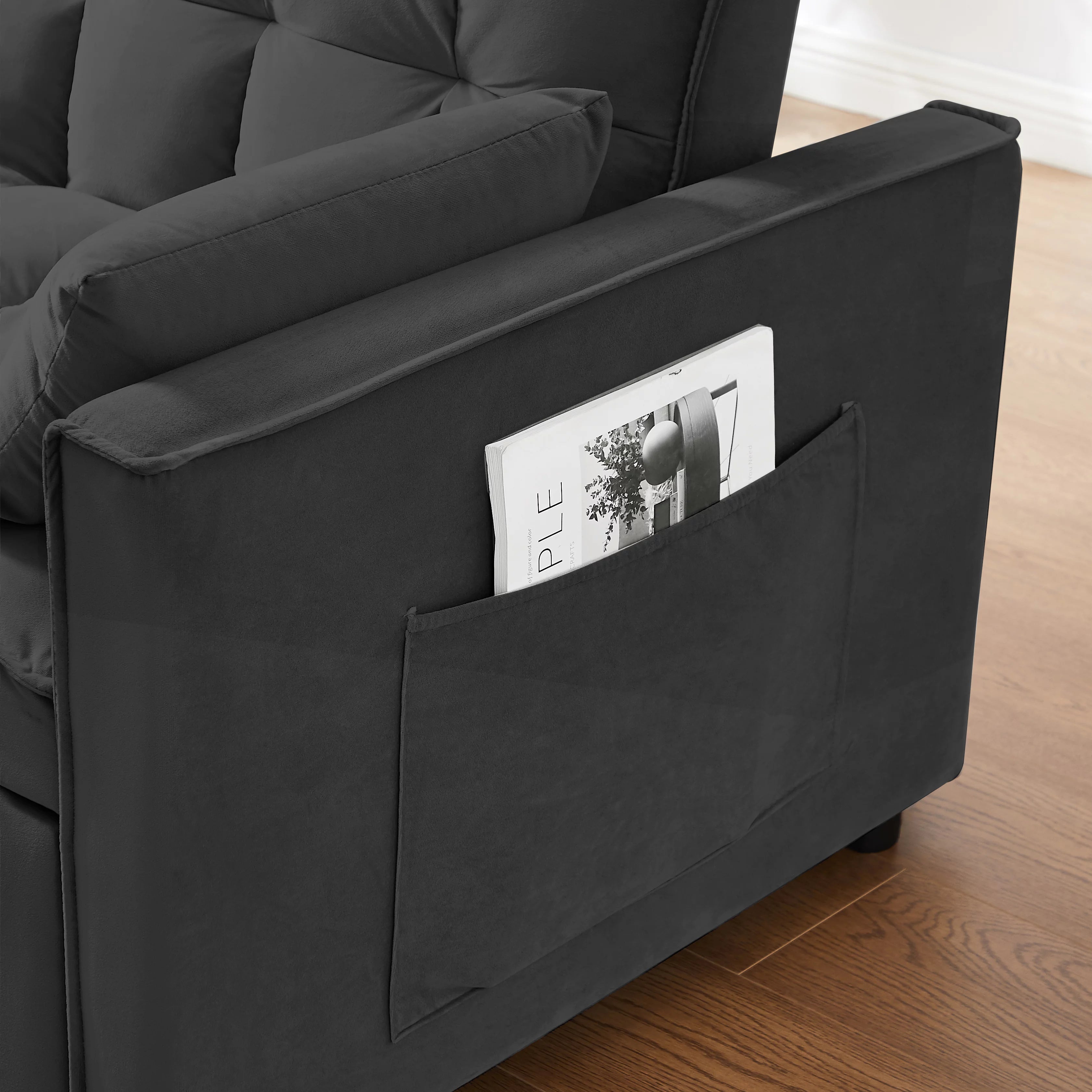 Modern Velvet Pull Out Convertible Sofa Bed with Reclining Backrest X291364