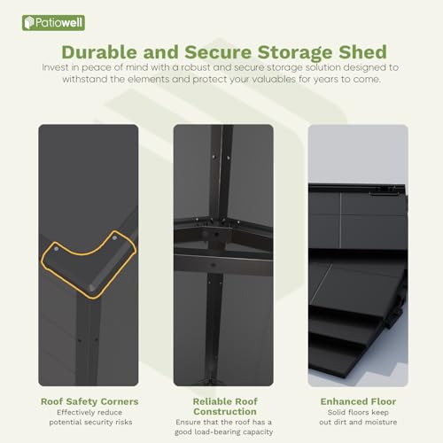 6 x 8 FT Plastic Outdoor Storage Shed with Floor and Lockable Door D7513
