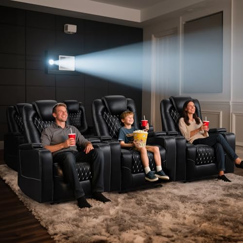 Recliner Chair with USB Ports and Cup Holders, PU Leather, Red F8675