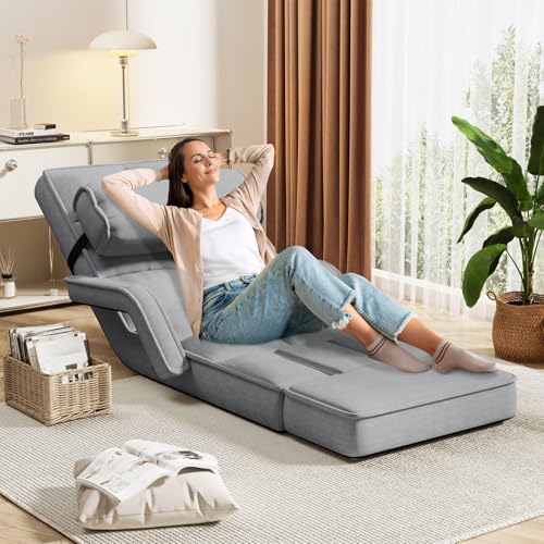 Folding Floor Chair with Adjustable Backrest, Portable Recliner Seat for Adults N6716
