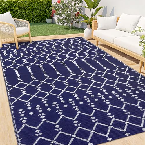Waterproof Outdoor Rug 5x8 ft, Reversible Plastic Straw Patio Mat Z2613