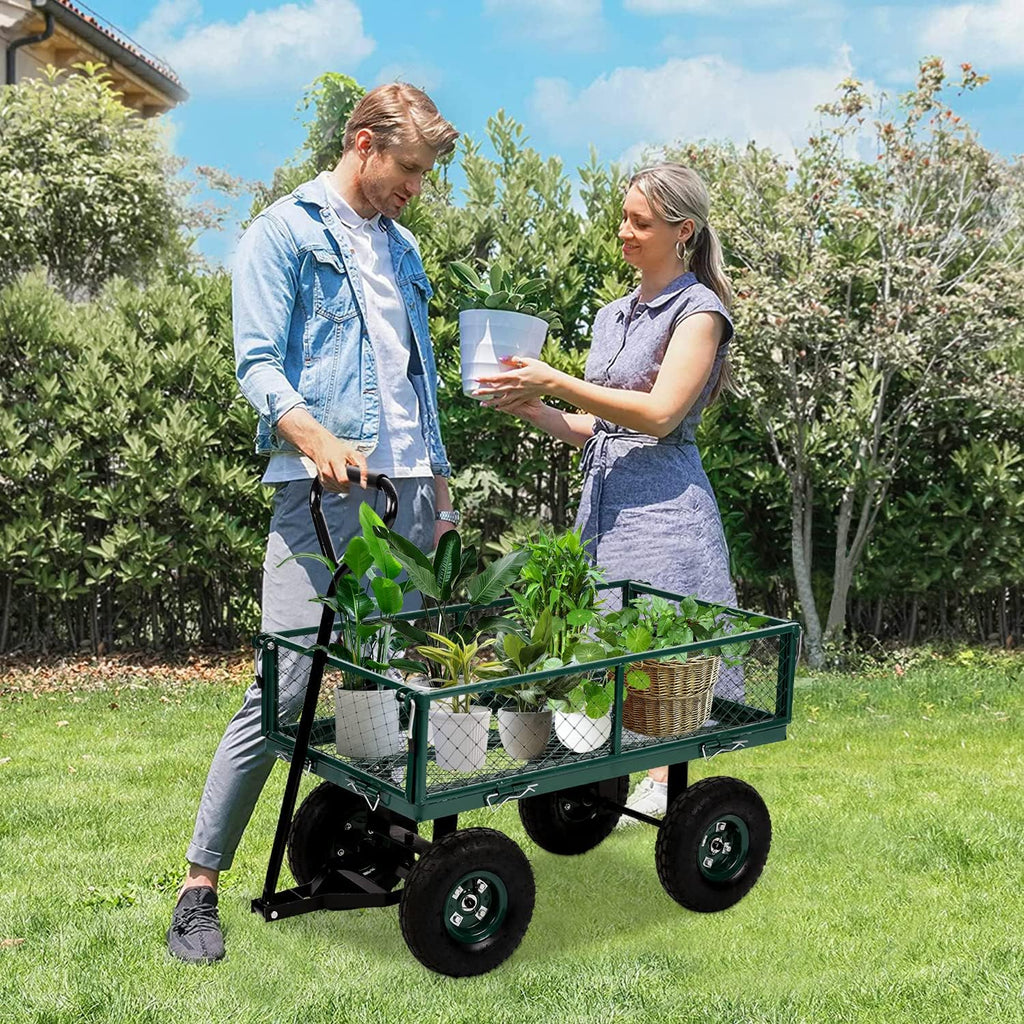 Heavy Duty Mesh Steel Utility Wagon Cart, 400lb Capacity, Folding with Removable Sides L69108