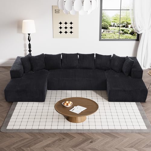 Modular Sectional Sofa with Chaise Lounge, Corduroy Memory Foam, Black Z82307
