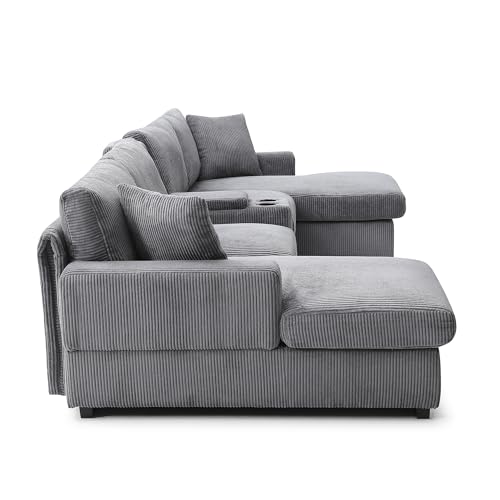 Modular Sectional Sofa with Ottoman, U-Shaped Lounge Couch H930