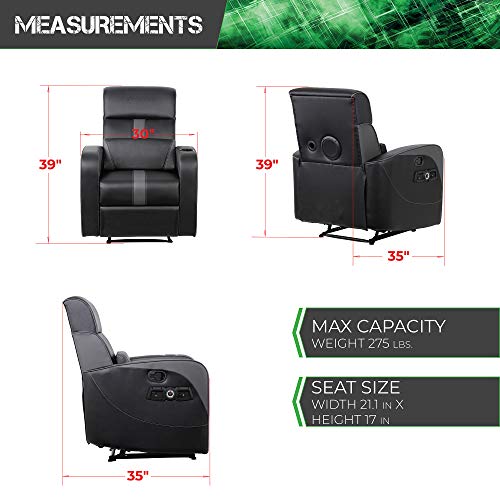 Recliner Gaming Chair with Bluetooth Audio, Headrest Speakers, Footrest and Cupholder M149