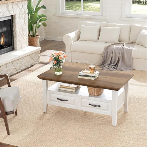 Lift Top Coffee Table with Open and Hidden Storage, Modern Fluted Design S200567