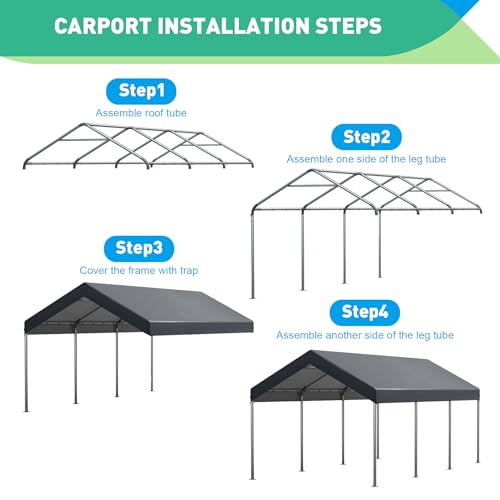 Heavy Duty Carport Canopy for Car, Bike, Boat, Party M67684