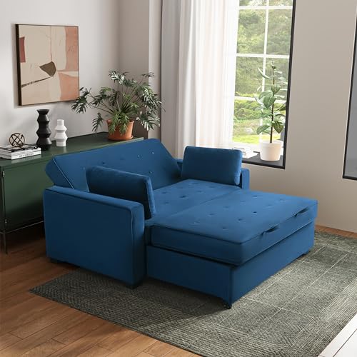 Convertible Sleeper Sofa, Queen Size, Navy Q5867