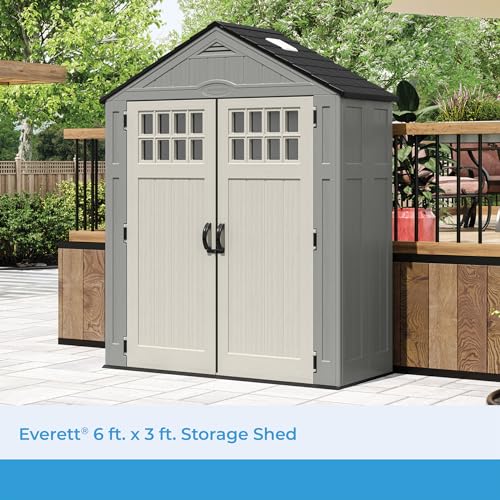 Heavy-Duty Resin Outdoor Shed with Double Doors and Windows, 6 x 3 ft X3464