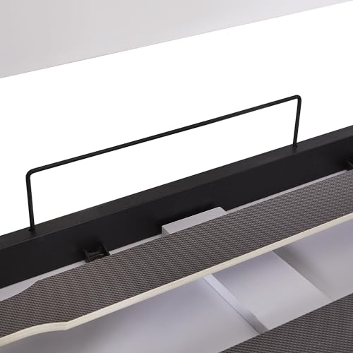 Murphy Bed Queen Size with Cushion, Foldable Sofa Bed Frame with Slat Support, White C2974