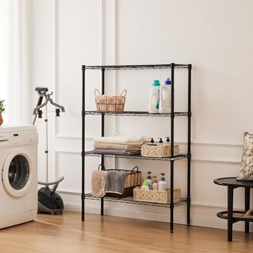 4-Shelf Storage Shelving Unit, Adjustable Metal Wire Racks, Heavy Duty Standing Shelf Organizer W583383