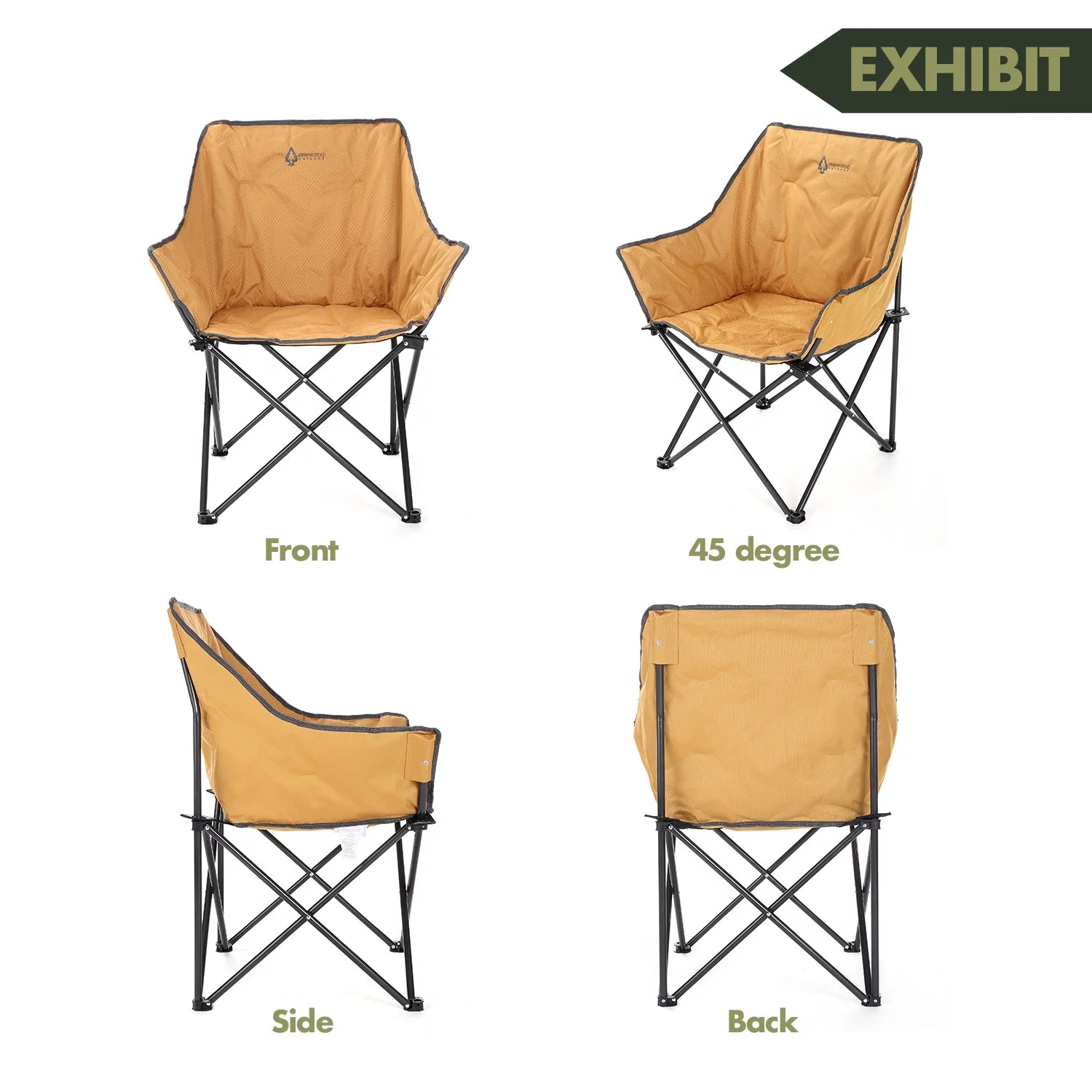 Portable Folding Camping Quad Chair, Heavy-Duty Steel Frame, Supports 250lbs, with Carrying Bag A8160