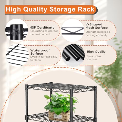 4-Shelf Storage Shelving Unit, Adjustable Metal Wire Racks, Heavy Duty Standing Shelf Organizer W583383