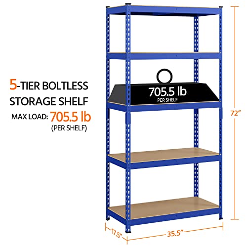 5-Tier Adjustable Metal Shelving Unit for Garage, Pantry, and Warehouse M7734