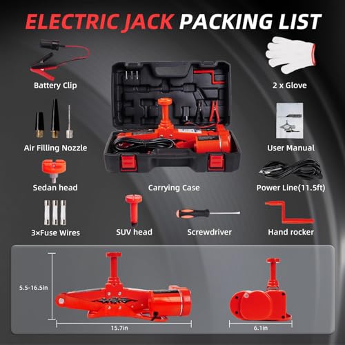 Electric Car Jack 3T Scissor Floor Jack Set 12V Automatic Vehicle Lift Kit for Tire Change L9182