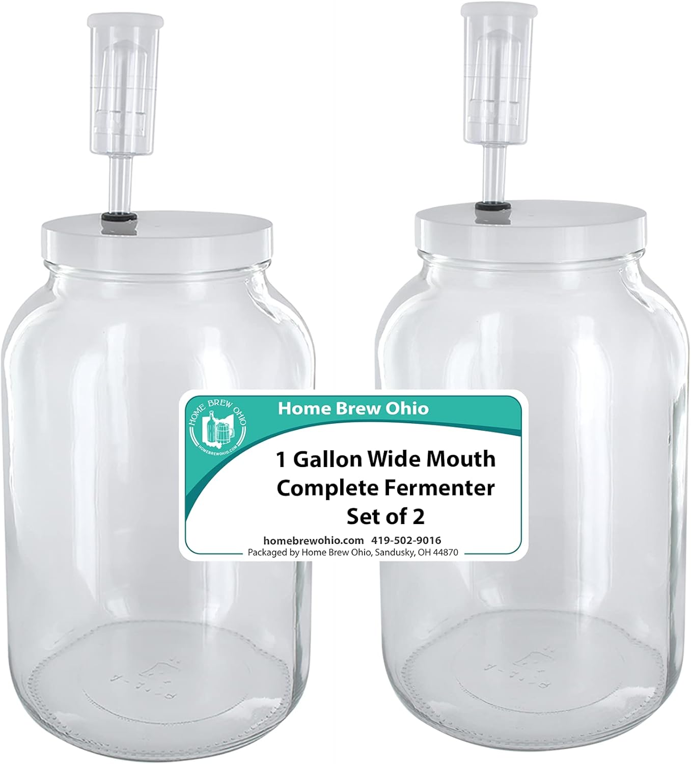 One Gallon Glass Wide Mouth Fermenter Set of 2 S6516