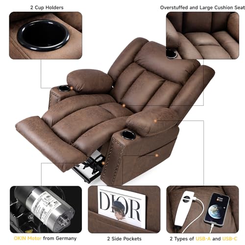 Power Lift Recliner Chair for Elderly with Heat and Massage, Adjustable Positions, Dark Brown P618617