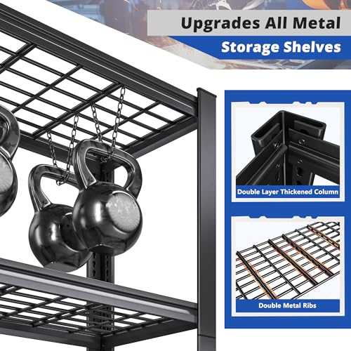 Heavy Duty Metal Shelving 5 Tier Adjustable Storage Shelves, 72" H x 35.5" W x 16" D, Black D96275