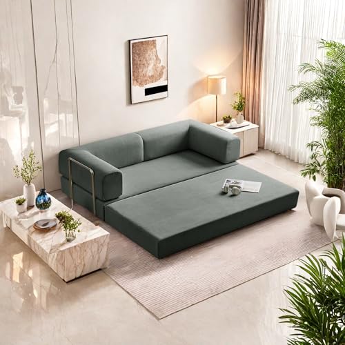 Foldable Floor Sofa Bed with Pillow Back and Armrest, Dark Gray S29408