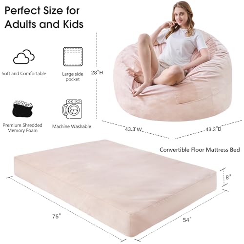 Giant Bean Bag Chair Convertible Bed with Microfiber Cover X2136