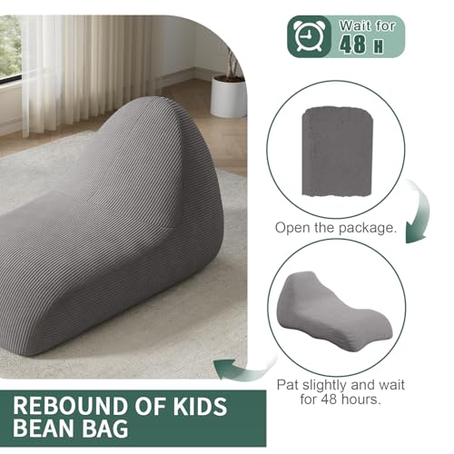 Unicorn Bean Bag Chair for Kids with Filler, Corduroy Floor Lounger, Pink W9694