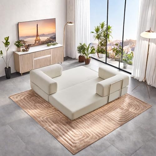 Foldable Floor Sofa Bed with Pillow Back and Armrest, Dark Gray S29408
